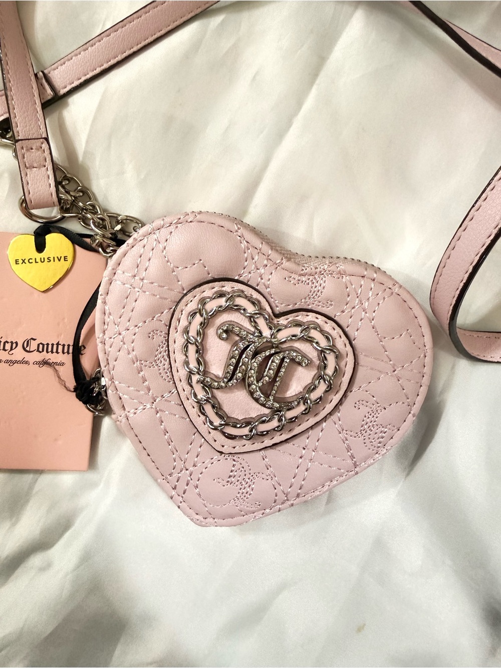 Juicy Couture Mini Pink Heart Crossbody Coin Purse/Bag